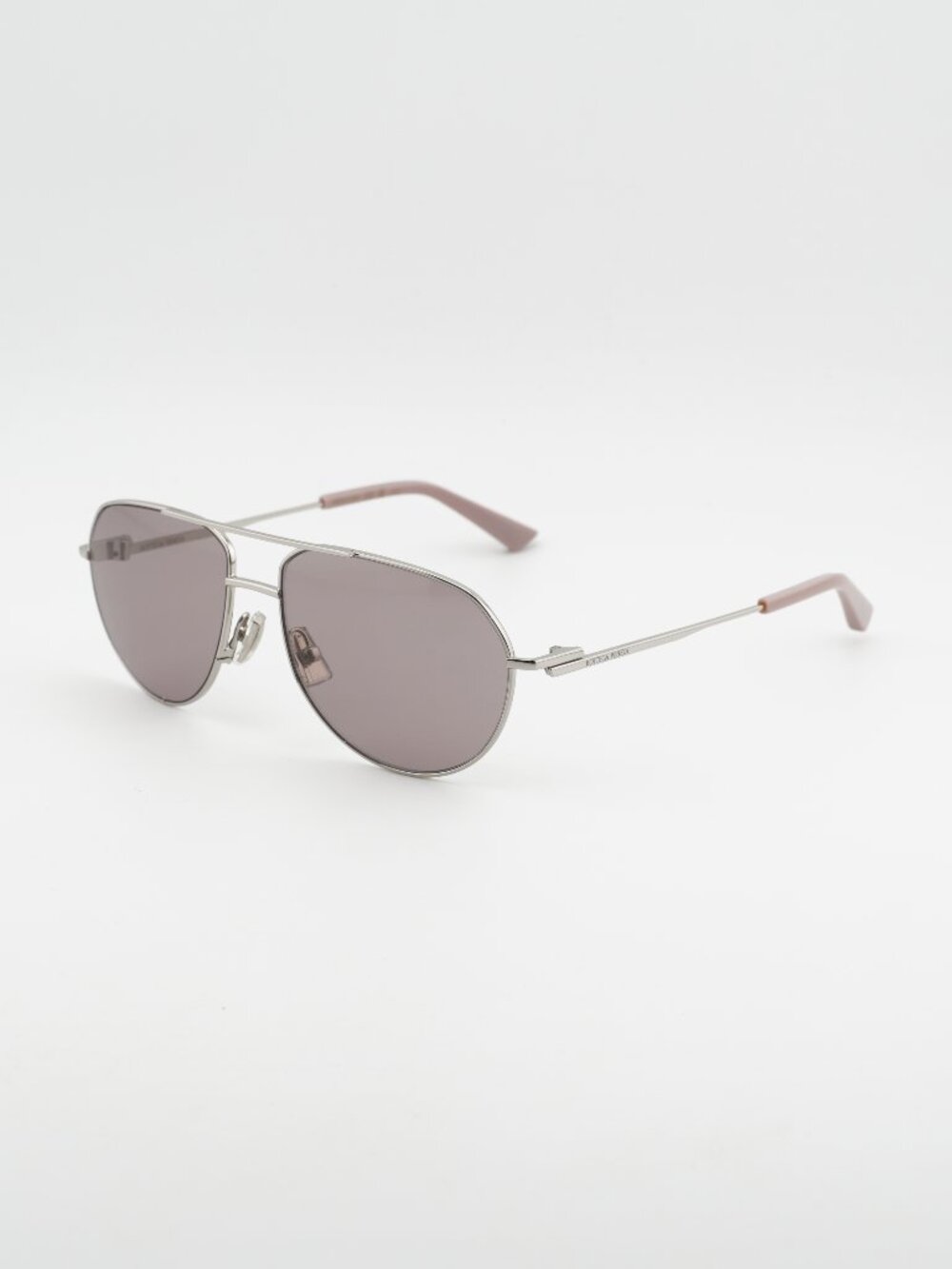 Bottega Veneta BV1302S 004 Unisex Sunglasses Silver Aviator Frame, Violet Lenses